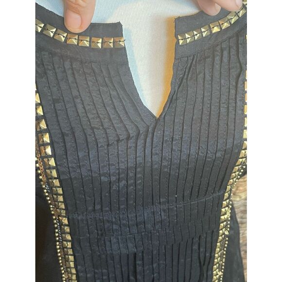 Limited Collection Black Ribbed Design With Gold/Medal Embellishment 100% Viscos - Picture 3 of 14